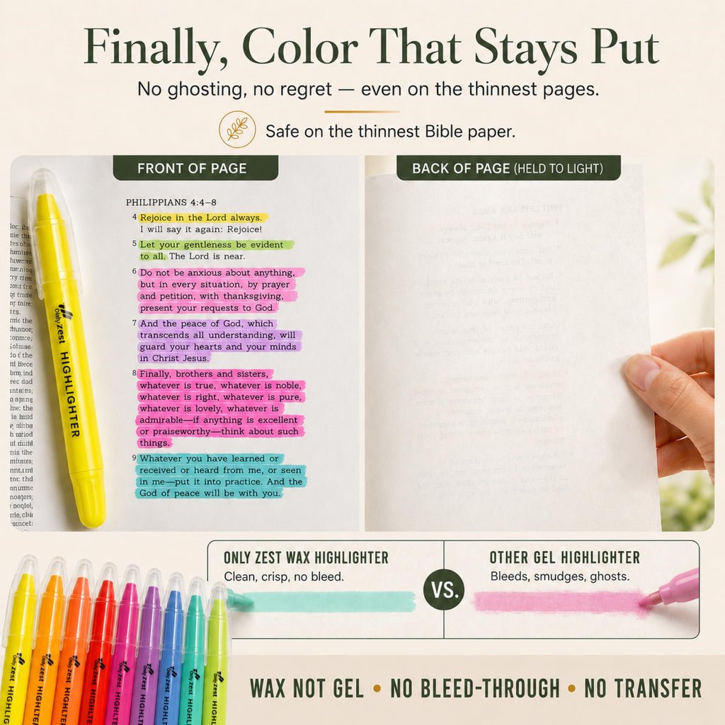 10 Pack Bible Safe Highlighters - Pastel Color, Wax Highlighters