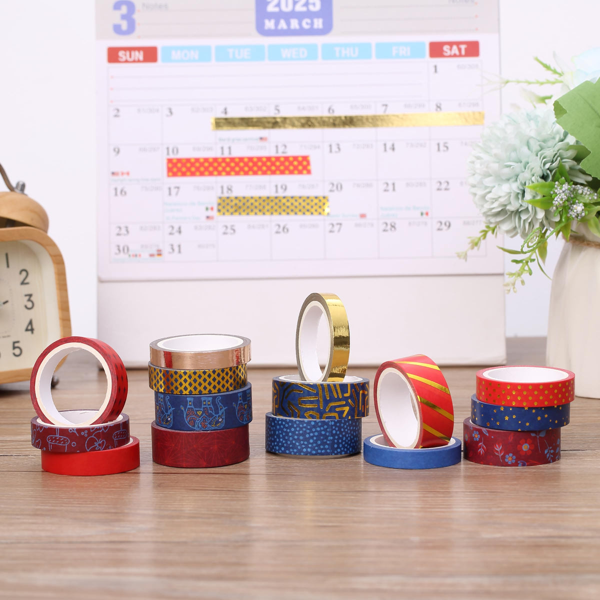 Mr. Pen- Washi Tape Set, 21 Rolls, Assorted Sizes, Floral