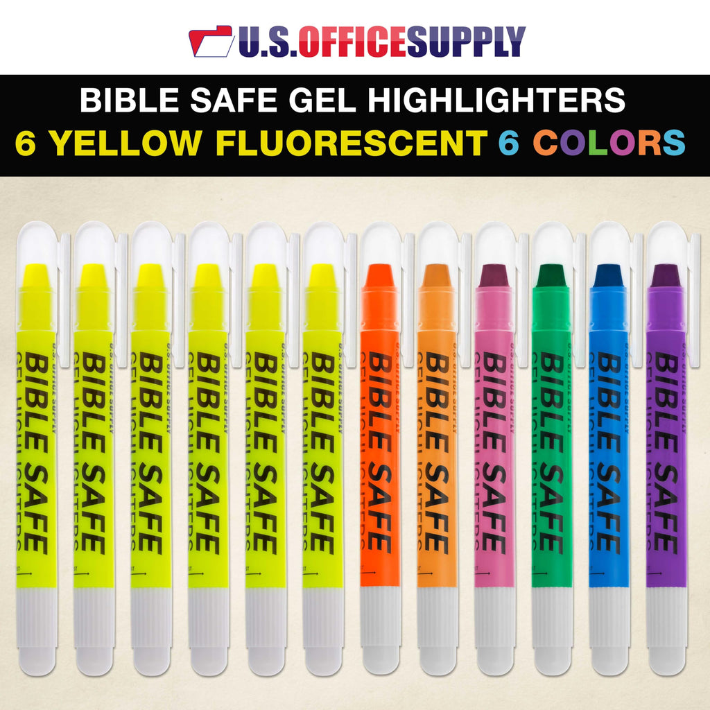 U.S. Office Supply Bible Safe Highlighter, Set of 6 Assorted Colors