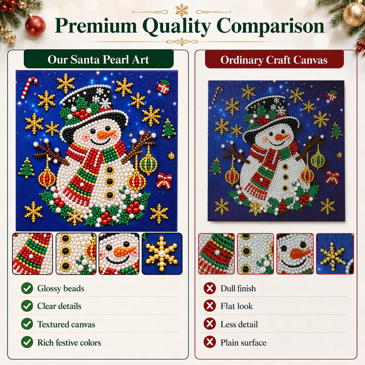 6 PCS DIY Pearl Diamond Art Kits for Adults, Wooden Christmas Ornaments