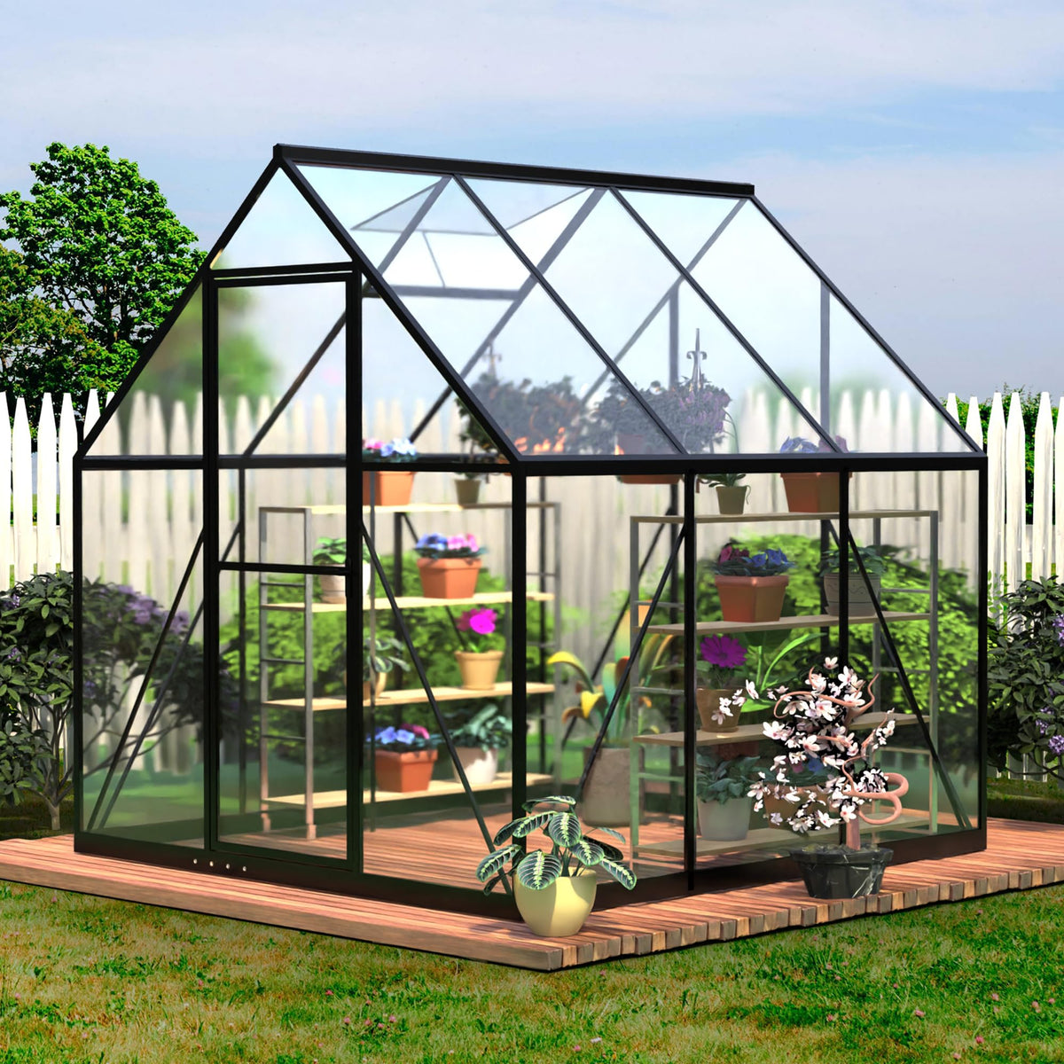 Exroo Aluminum Polycarbonate Walk-In Greenhouse (Multiple Sizes)
