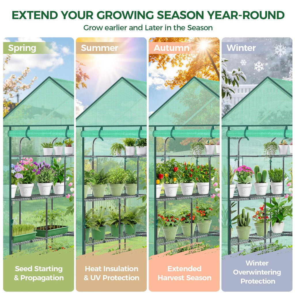 Ohuhu Plastic Greenhouse with 3–4 Tiers, Up to 22.56 Sq Ft