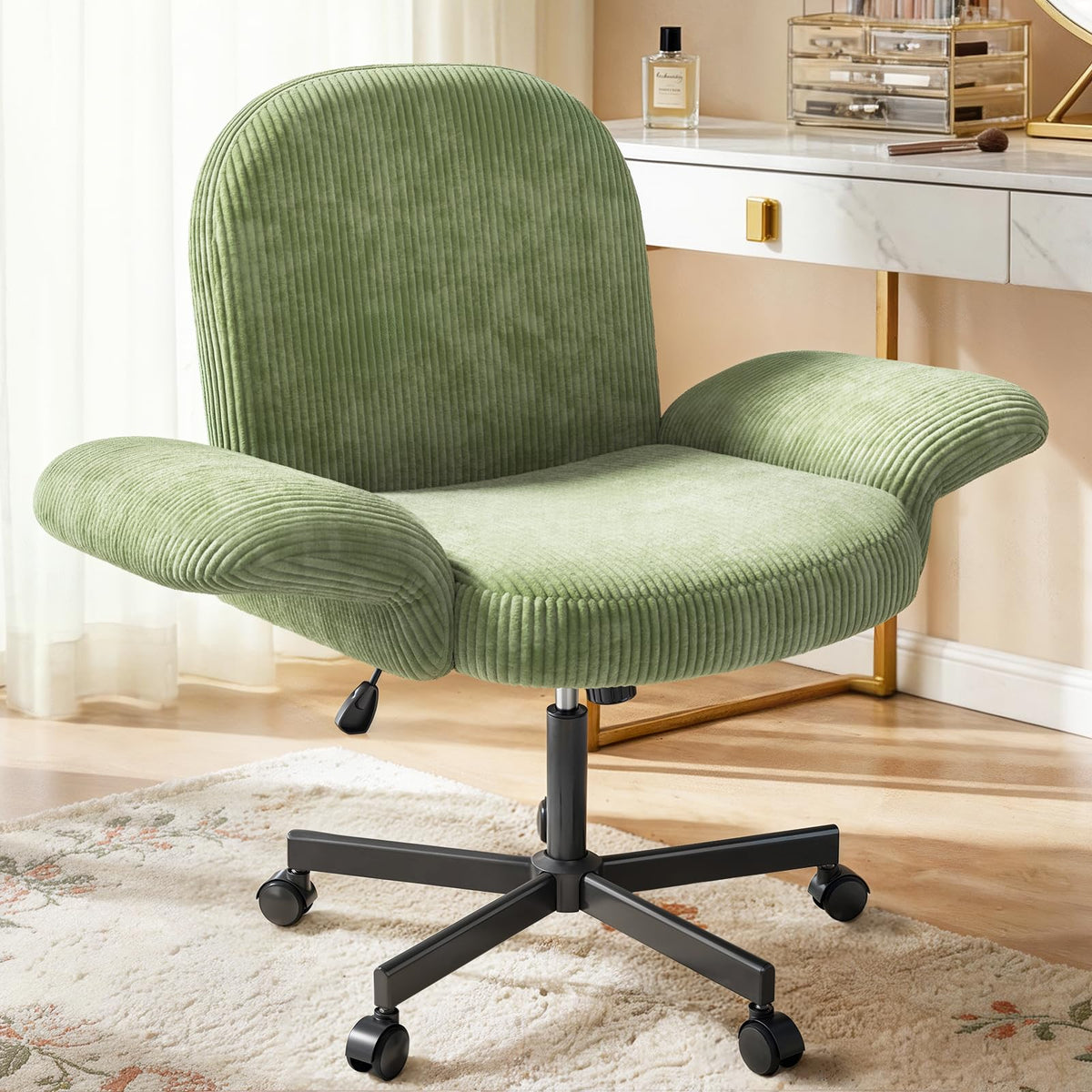 HUANUO Adjustable Criss-Cross Study Chair with Folding Armrests