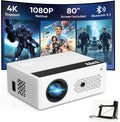TMY Native 1080P Mini Portable Projector, 2-way Bluetooth, with 80in Screen
