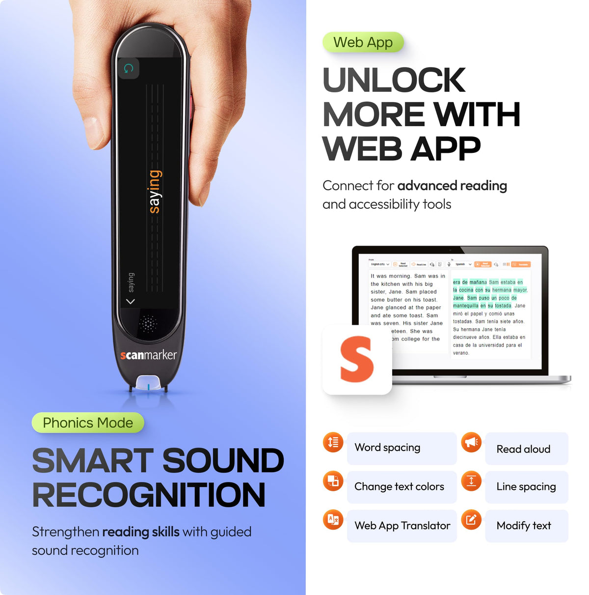 Scanmarker Pro | Translation Pen & Reading Pen for Kids & Adults | Assistive Tool & Language Translator Device for Dyslexia, Reading Support & Language Learners | Translator Pen for 100 Languages
