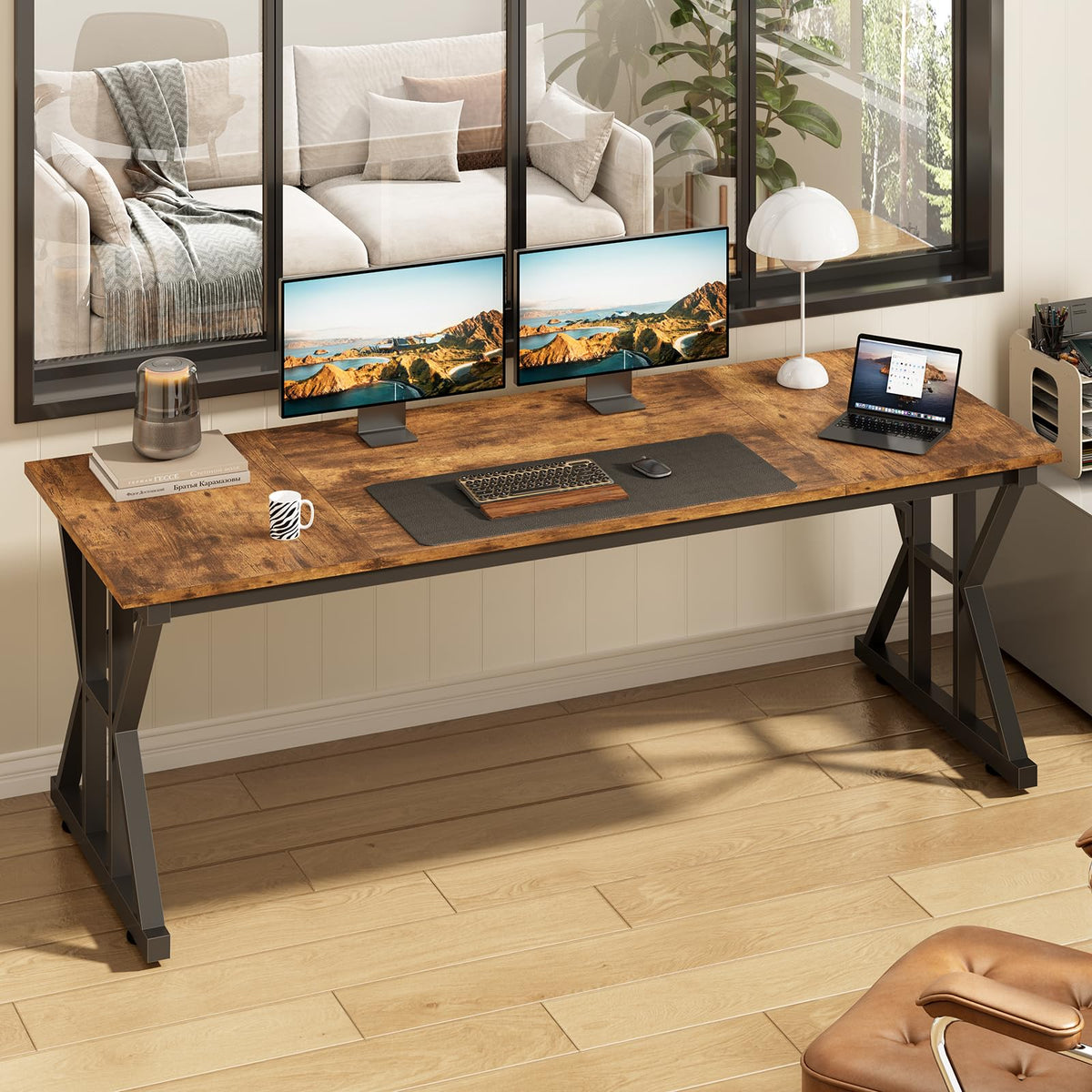 63" Large Computer Desk with Thickened Frame for Home Office, Living Room