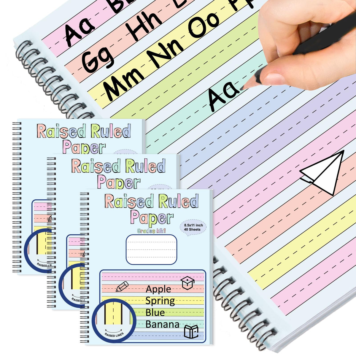 DOSTATNI Raised-Line Spiral Handwriting Pad (40 Sheets per Pad)