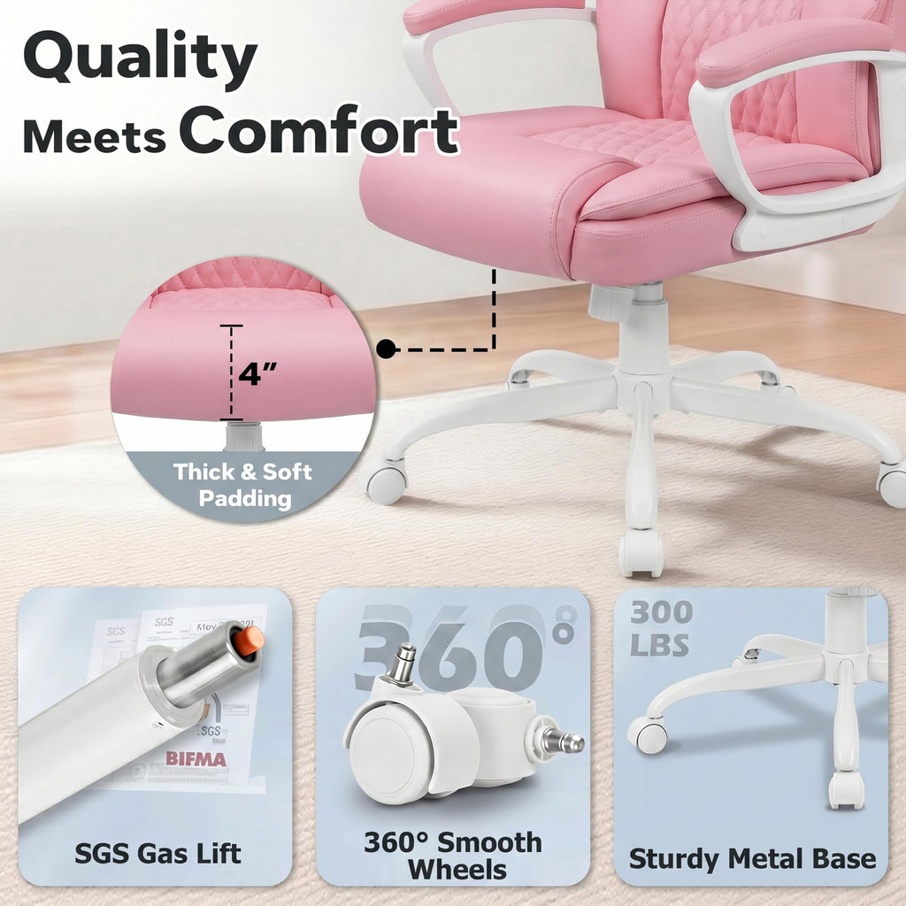 Office Chair, High Back Ergonomic Home Office Desk Chairs with Lumbar Support, Adjustable Big and Tall Computer Chair, 360° Swivel, PU Leather, Brown