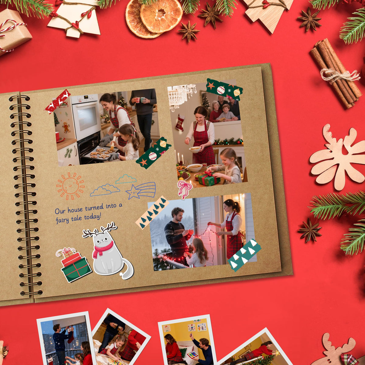 Polaroid Scrapbook Photo Album 7"x7" 20 Sheets 40 Pages Kraft Paper Khaki