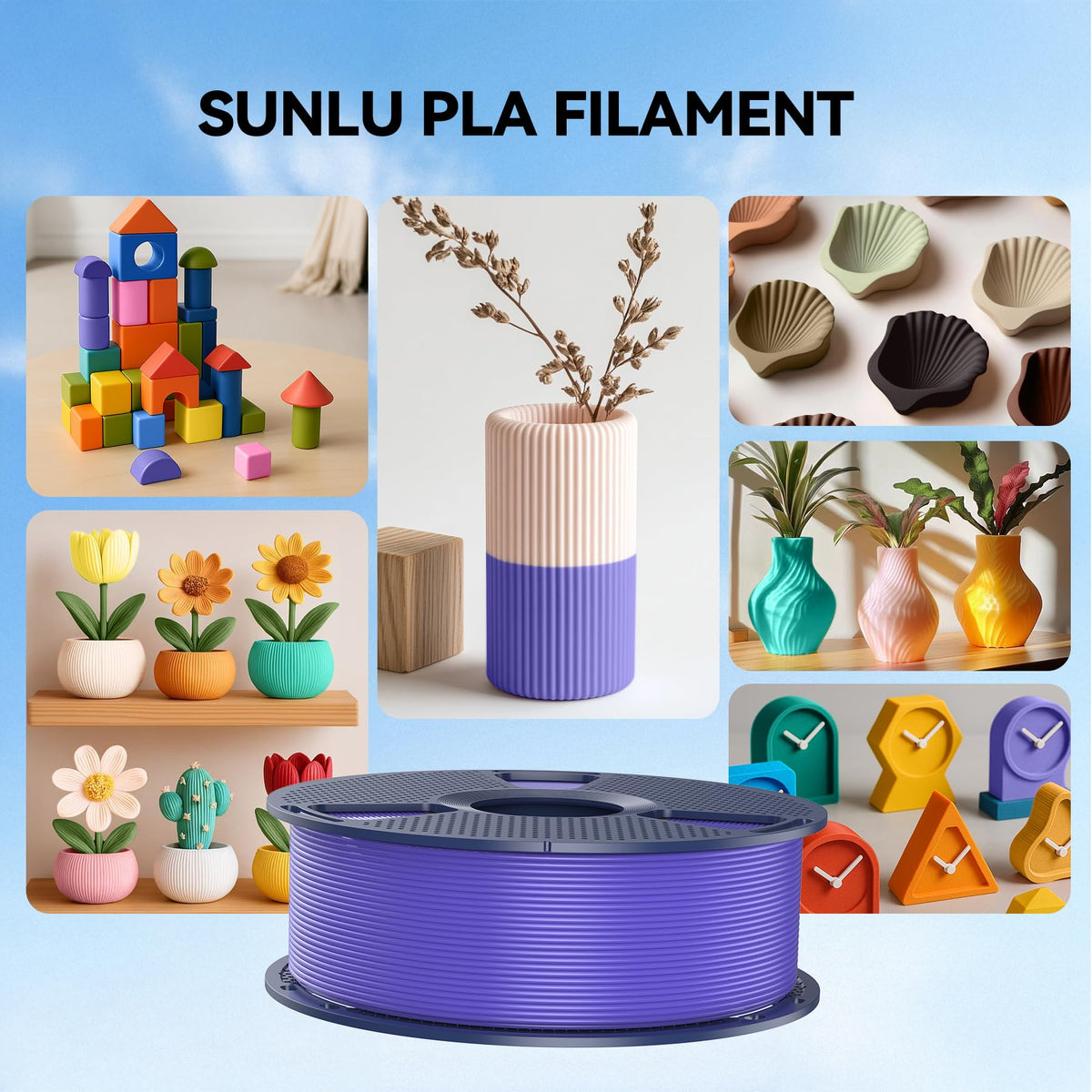 SUNLU PLA 3D Printer Filament, Pink, 1KG