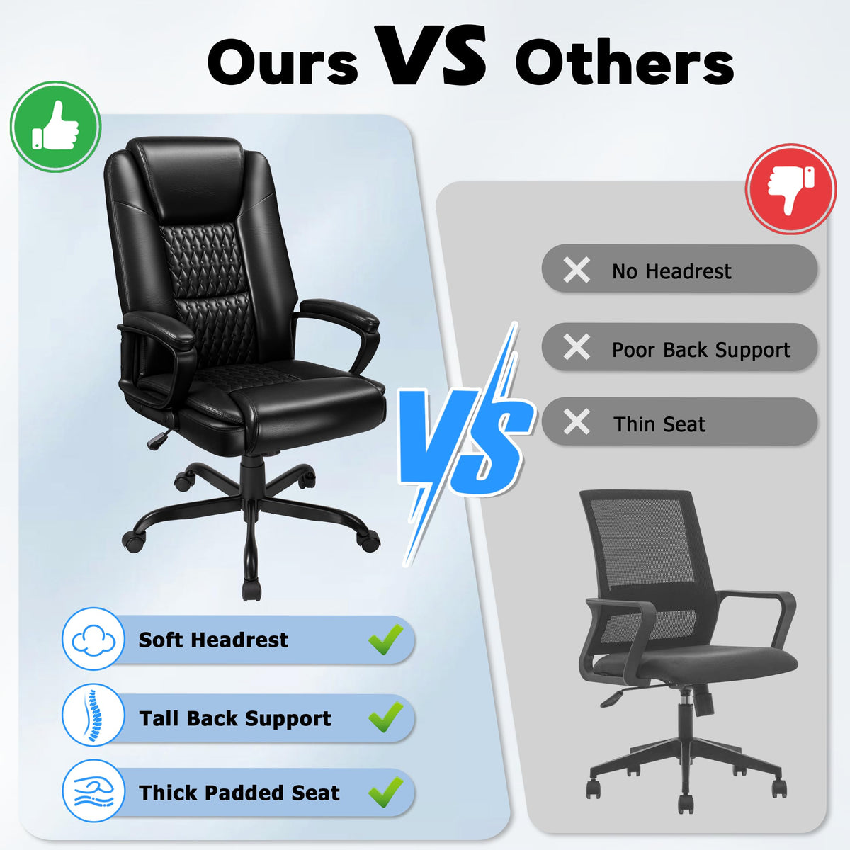 Office Chair, High Back Ergonomic Home Office Desk Chairs with Lumbar Support, Adjustable Big and Tall Computer Chair, 360° Swivel, PU Leather, Brown