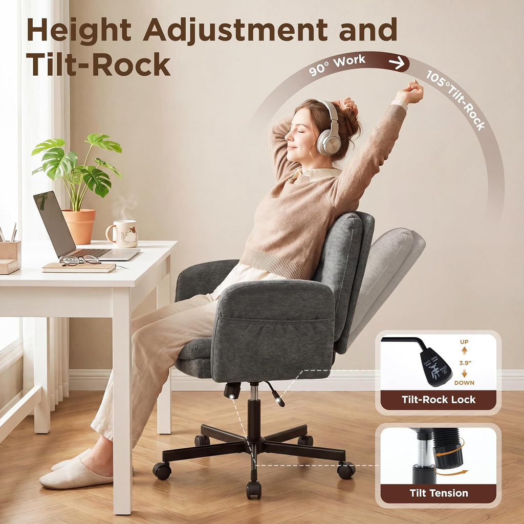 FiveWillowise Low-Back Cross-Legged Desk Chair (Multiple Colors)