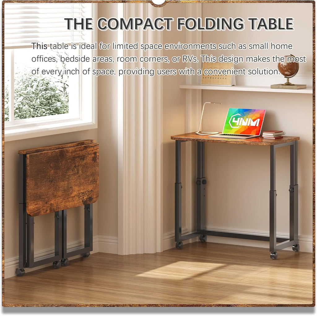 4NM 27.5-Inch Folding Student Desk with Wheels