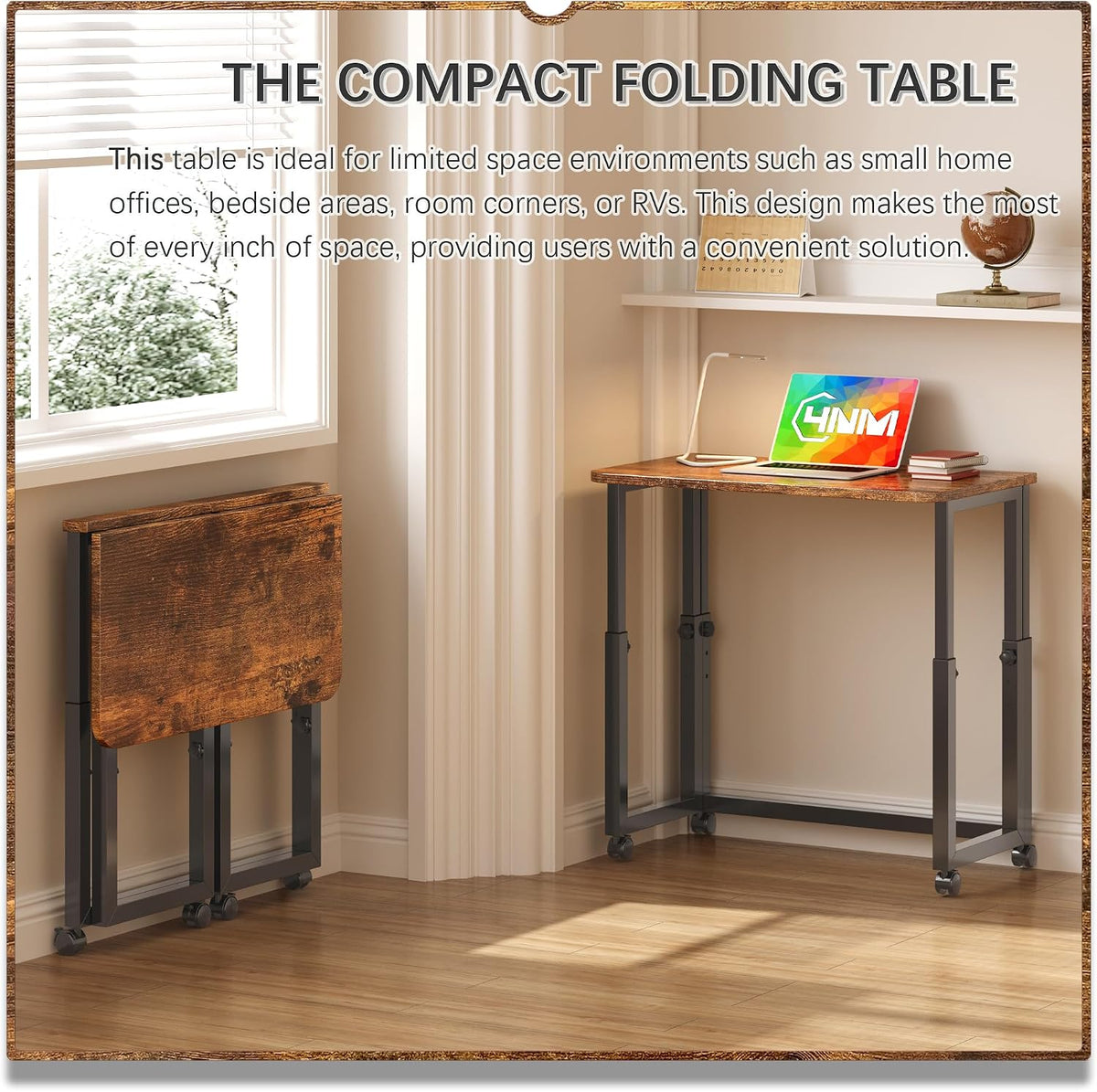 4NM 27.5-Inch Folding Student Desk with Wheels