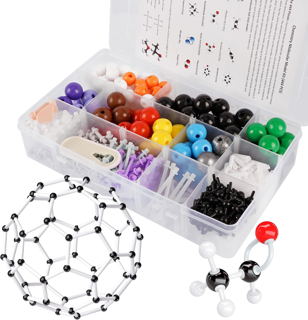 Organic Chemistry Molecular Model Kit — 444-Piece 3D Structure Set (Grades 7–2College)