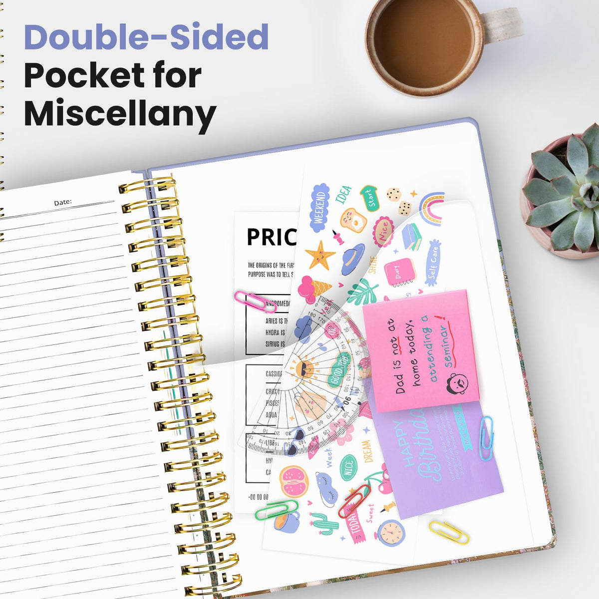 Taja Spiral Notebooks for Work 5 Subject Notebook with Removable Dividers