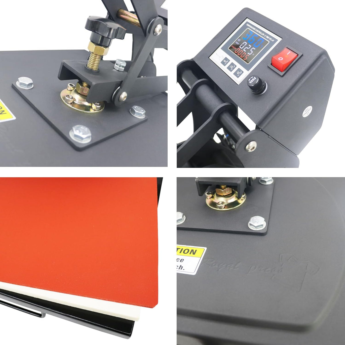 RoyalPress 15" x 15" Color LED Industrial-Quality Digital Sublimation Heat Transfer Machine T-Shirt Heat Press Machine, 15" x 15", Black