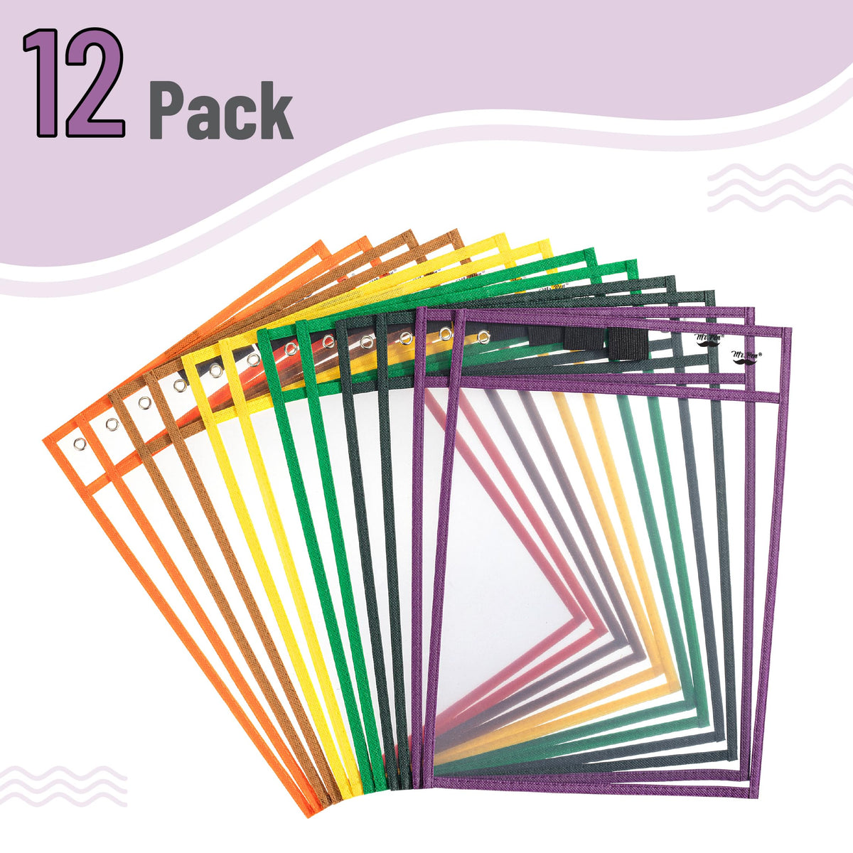 Mr. Pen- Reusable Dry Erase Pocket Sleeves, 10" x 14", 6 Pack, Colorful