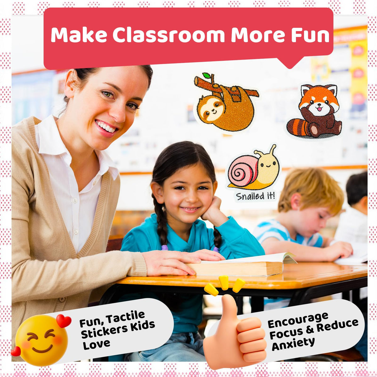 36 PCS Calm Strips for Anxiety Sensory Stickers - Fidget Stickers with Rough Texture - Adhesive Tactile Sensory Strips Anxiety Relief Items for Students, Adults