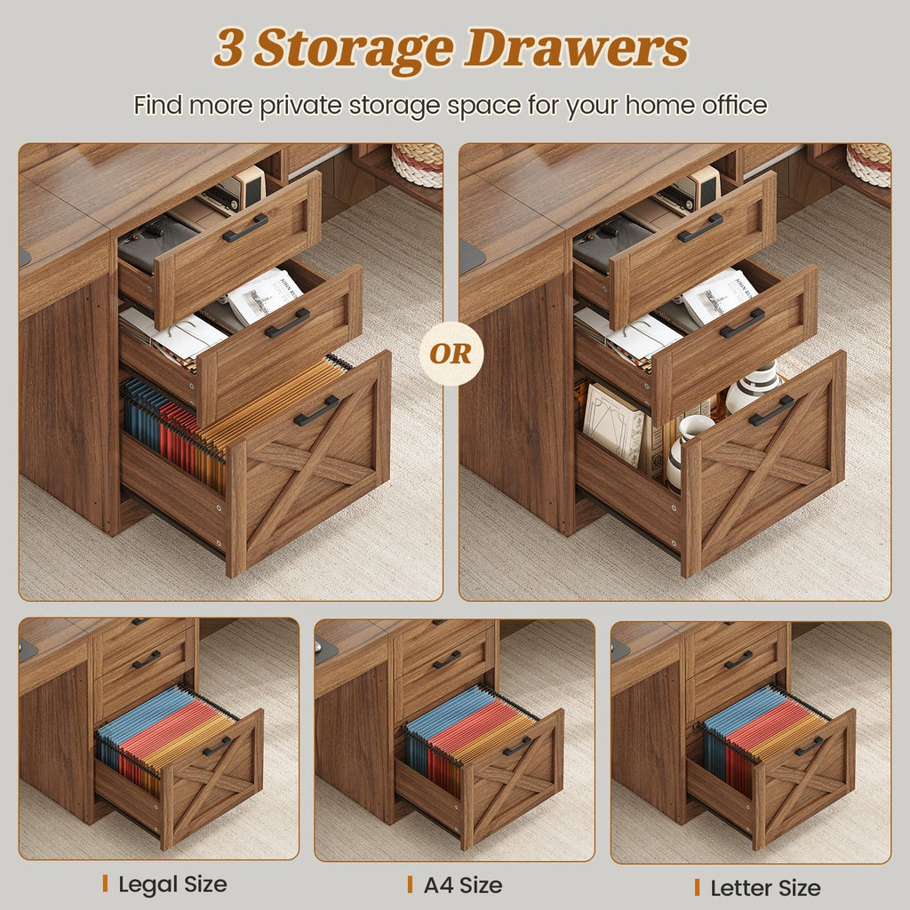 SEDETA 96.5-Inch Two-Student Desk with Drawers