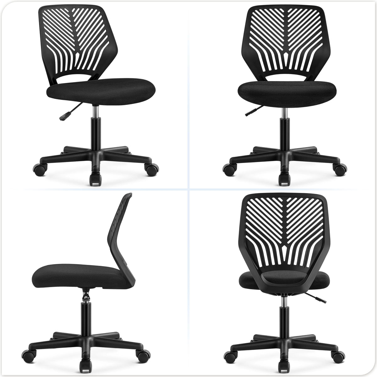 Yaheetech Small Desk Chair, Armless Adjustable Swivel Seat, Green