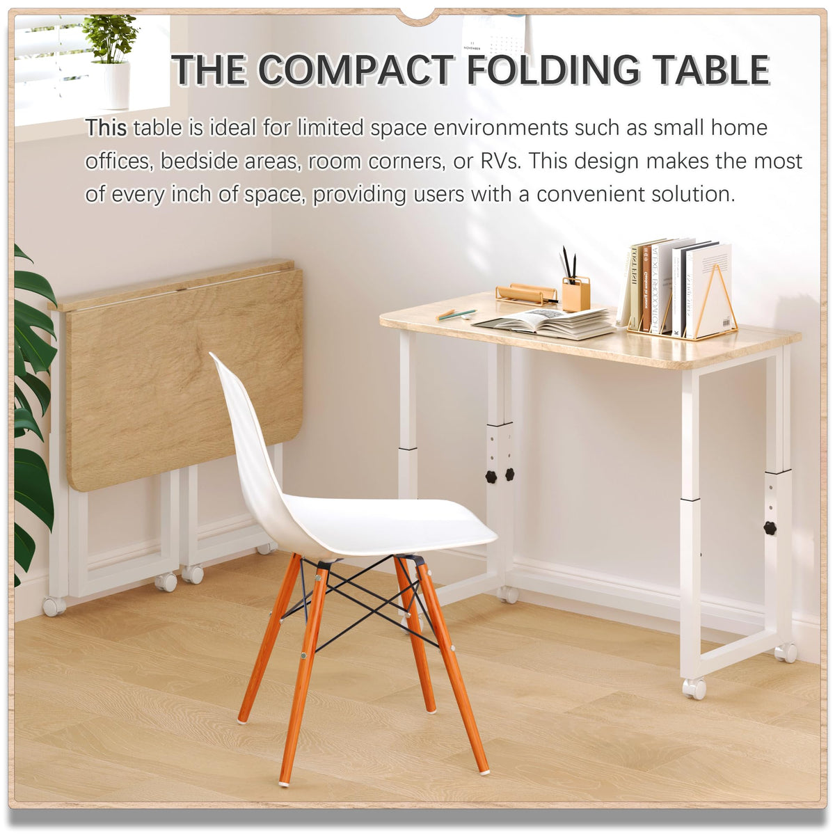 4NM 27.5-Inch Folding Student Desk with Wheels