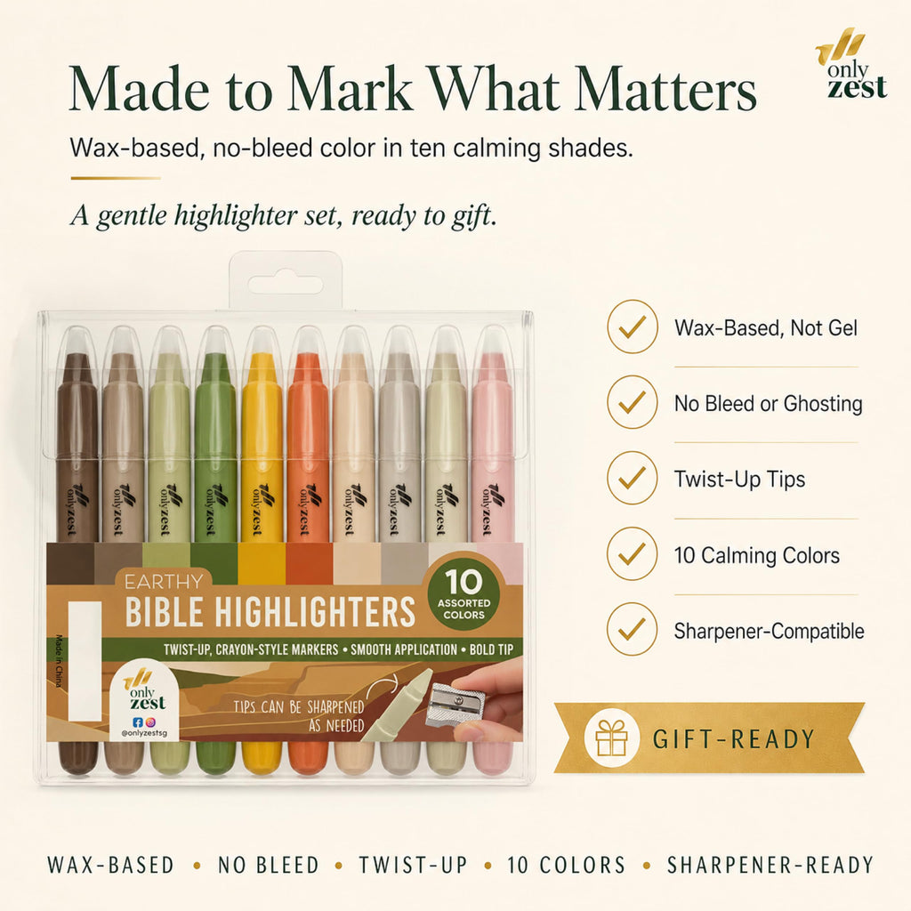 10 Pack Bible Safe Highlighters - Pastel Color, Wax Highlighters