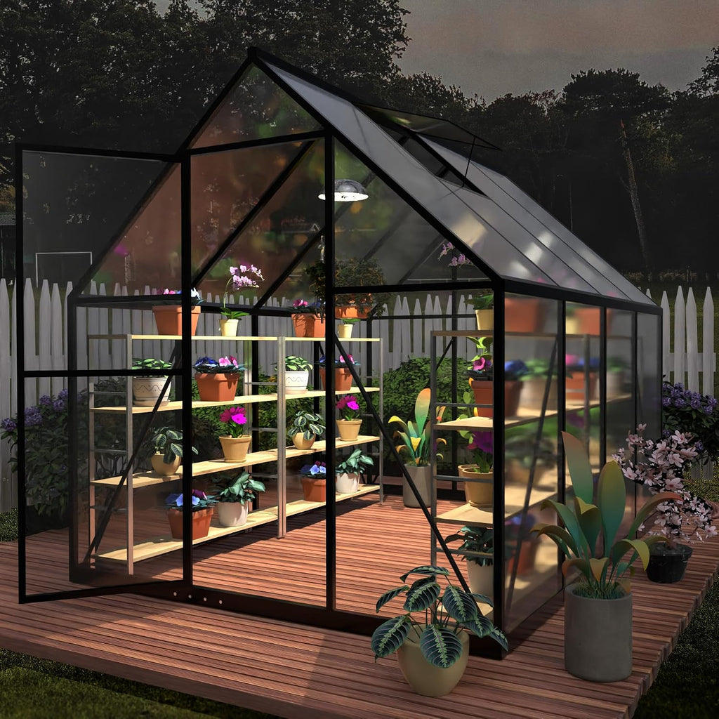 Exroo Aluminum Polycarbonate Walk-In Greenhouse (Multiple Sizes)