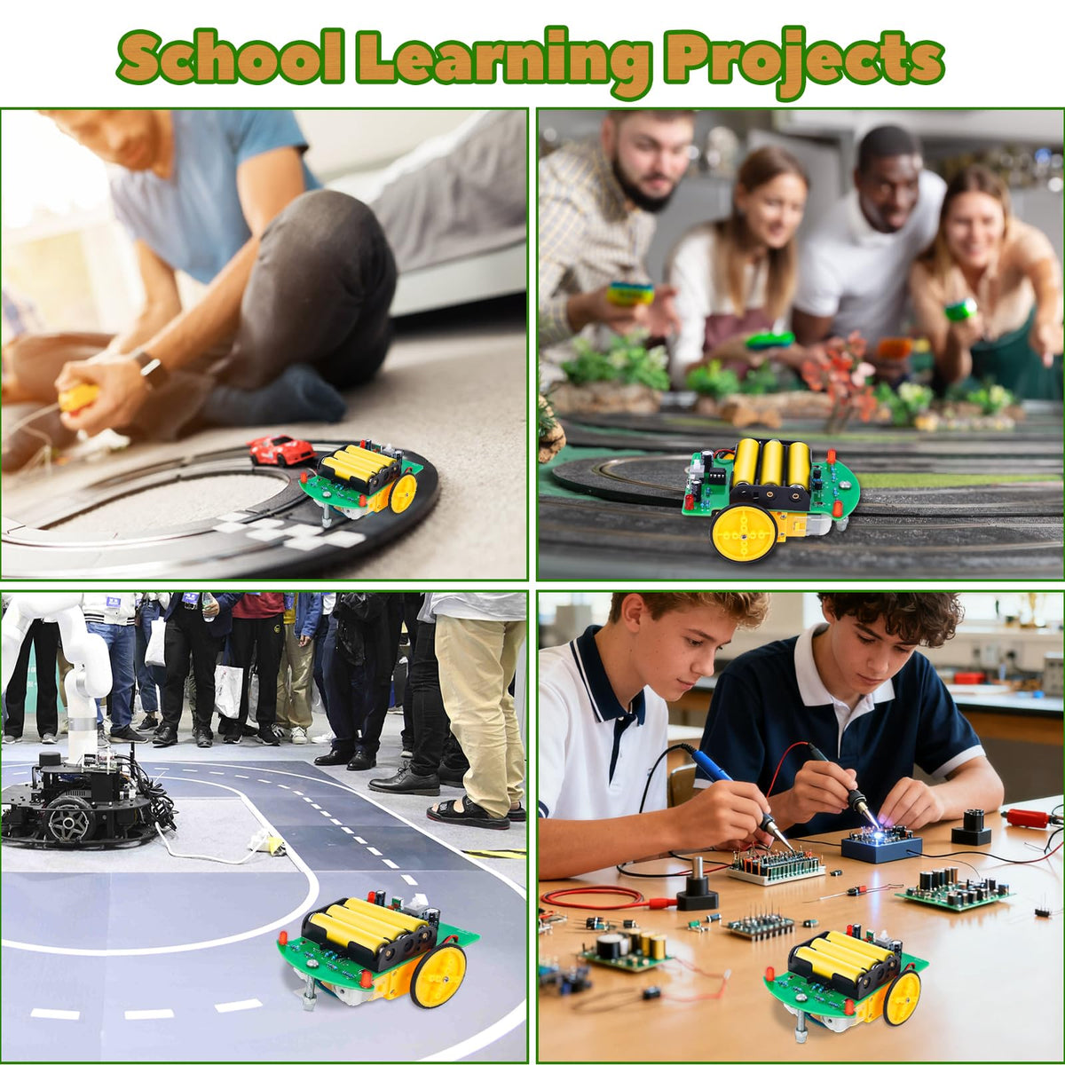 MiOYOOW Line Following Robot Car Kit, Beginners Smart Car Soldering Practice Kit STEM Educational Electronics Soldering Projects for School and Home Learning