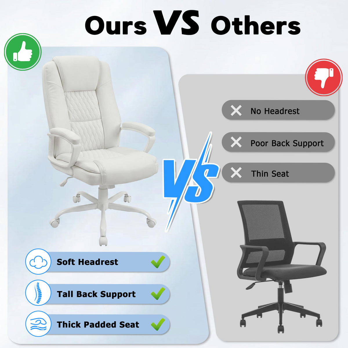 Office Chair, High Back Ergonomic Home Office Desk Chairs with Lumbar Support, Adjustable Big and Tall Computer Chair, 360° Swivel, PU Leather, Brown