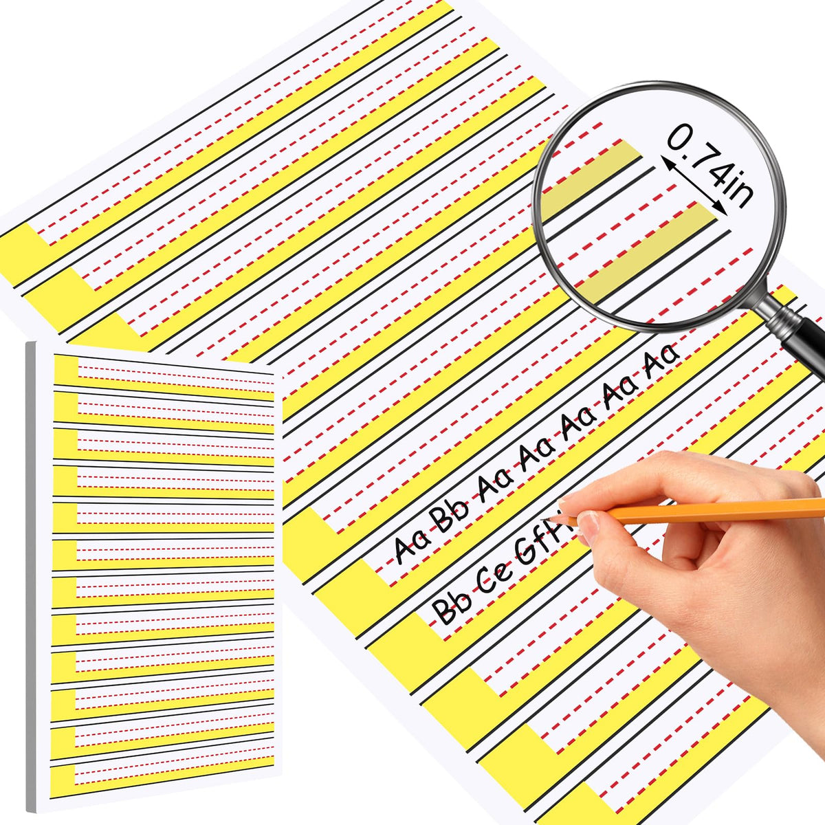FunooFuno Raised-Line Handwriting Paper, 8.5 × 11 in.