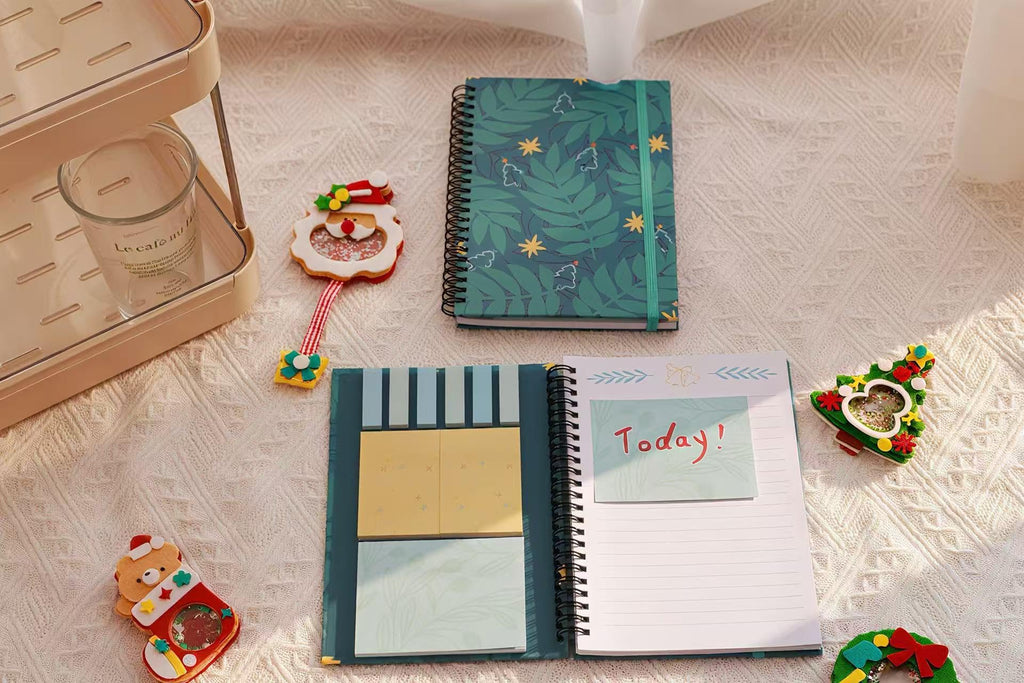 A5 Spiral Sticky Notebook,with 9 pads of decorated sticky notes and a handy notebook,for Bible study;Note Pads Teacher Appreciation Gift Writing Memo Pads School Office Supplies and Daily Life Organization (Daisy)