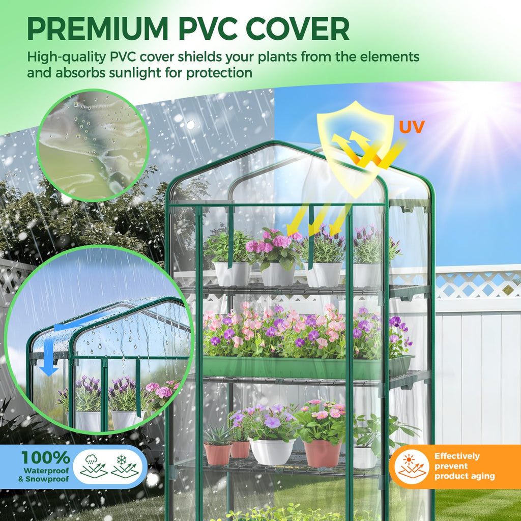 Ohuhu Portable Greenhouse with 4 Shelves (Mini & Large Sizes)
