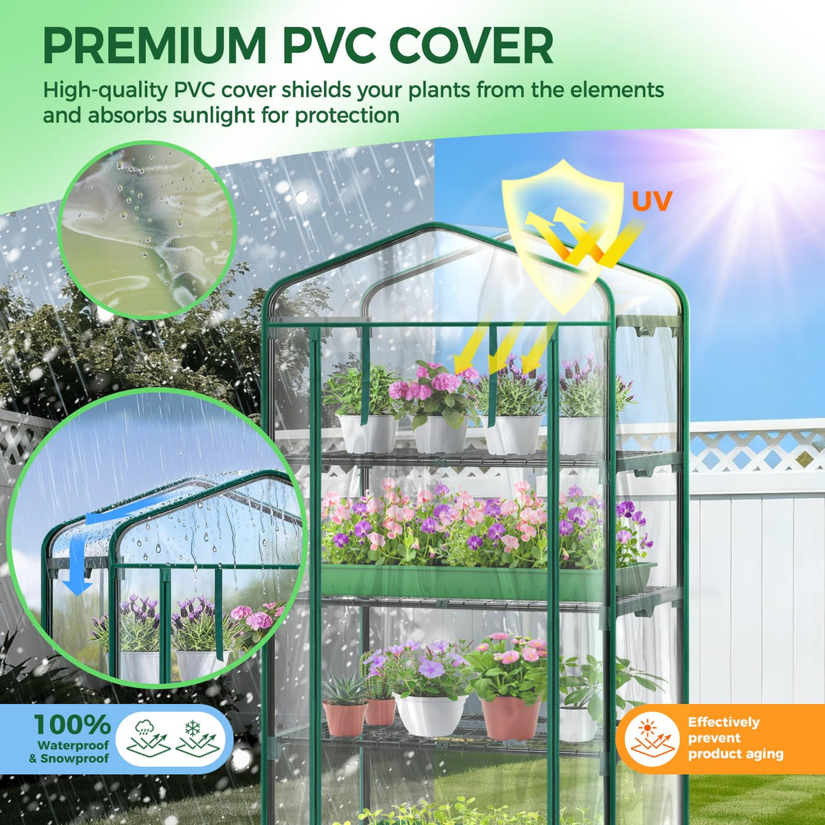 Ohuhu Portable Greenhouse with 4 Shelves (Mini & Large Sizes)