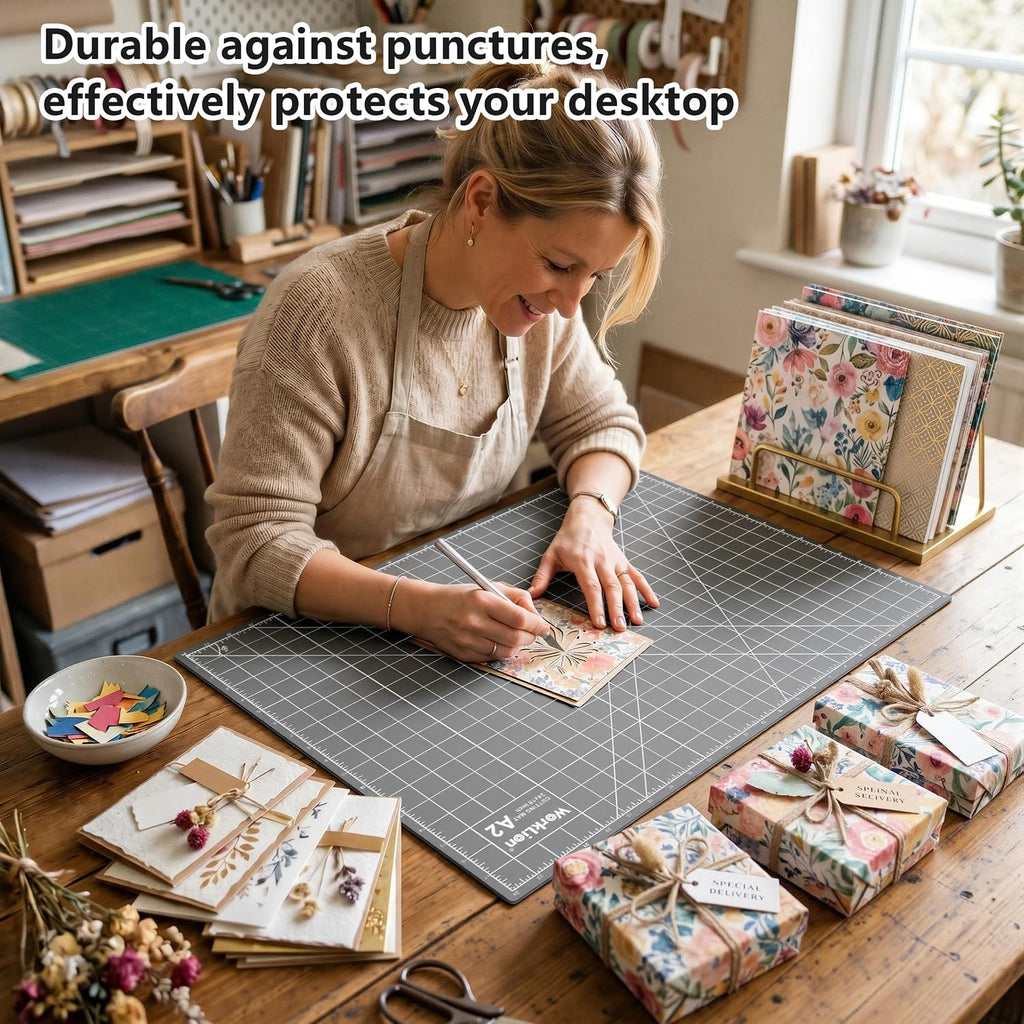 WORKLION 12" x 18" Art Self Healing PVC Cutting Mat, Double Sided, Gridded Rotary Cutting Board for Craft, Fabric, Quilting, Sewing, Scrapbooking Project……