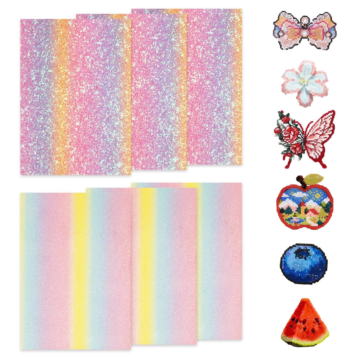 6 Pcs Fuse Beads Glitter Fabric Ironing Paper 7.87"x5.97"