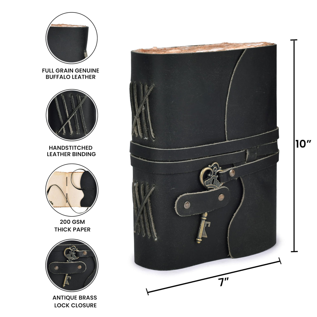 LEATHER VILLAGE Vintage Leather Journal Key Lock, Teal 6x4.