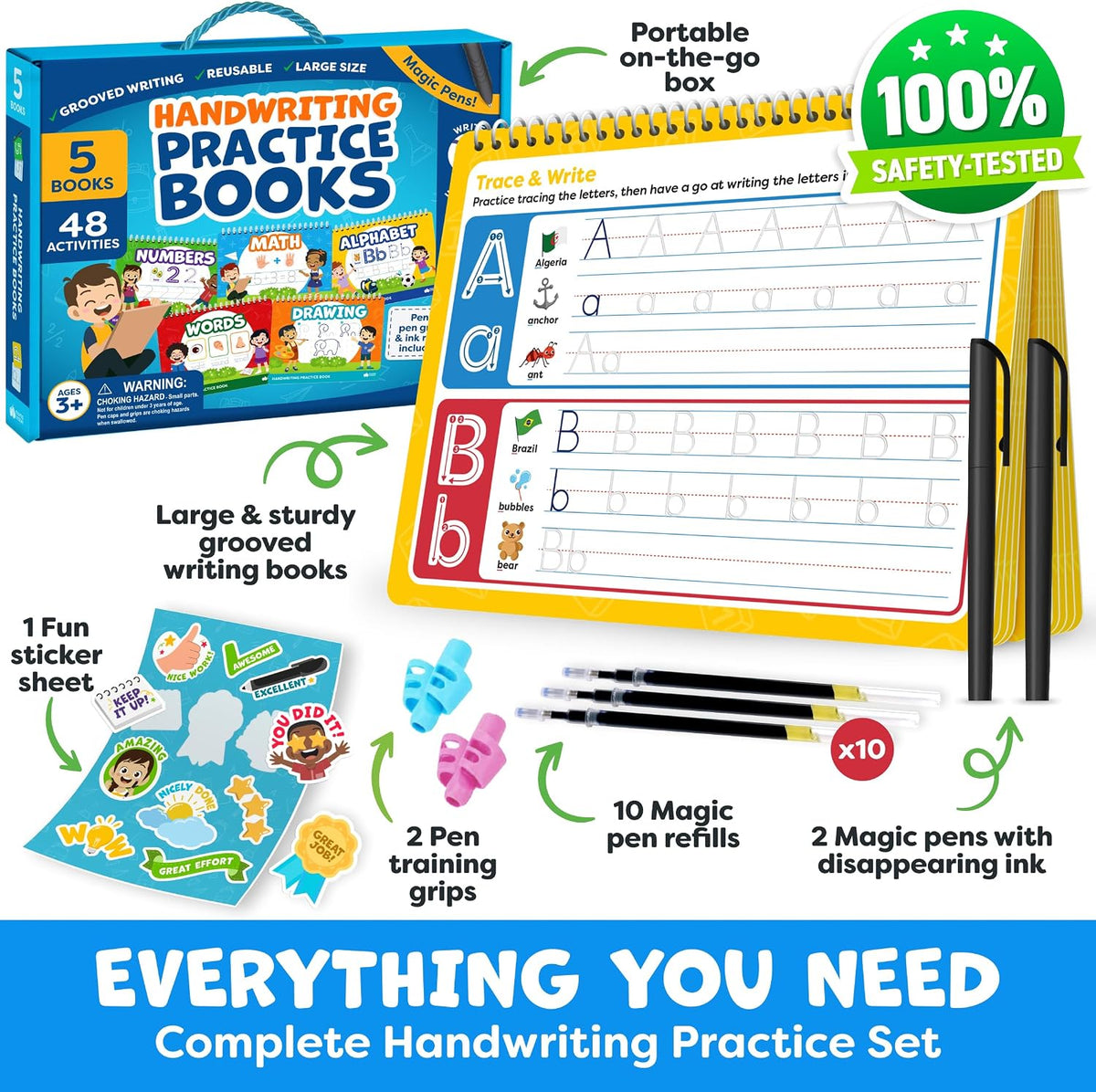Magic Grooved Writing Practice Books for Kids 3-5 - Learning Gift for Kids