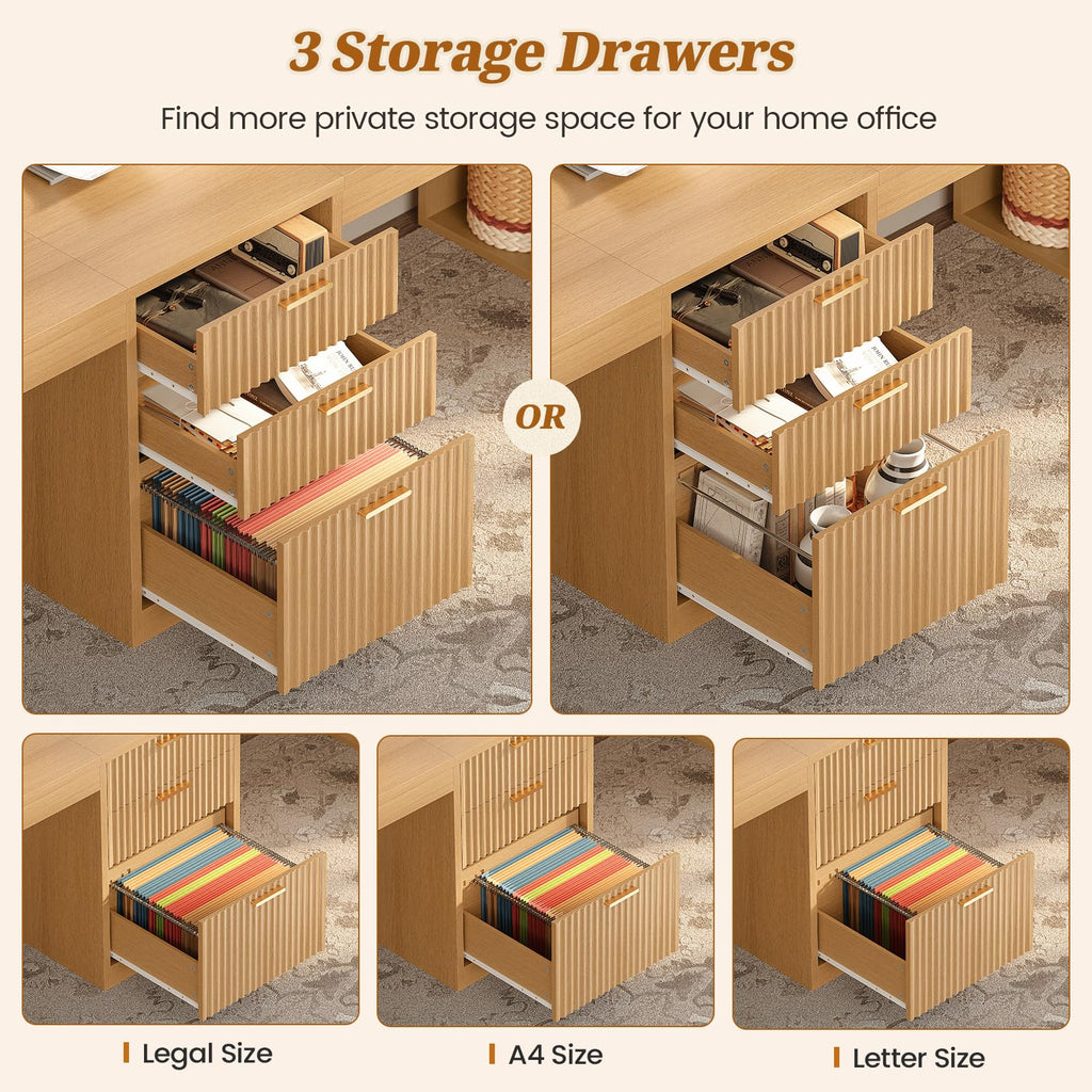SEDETA 96.5-Inch Two-Student Desk with Drawers