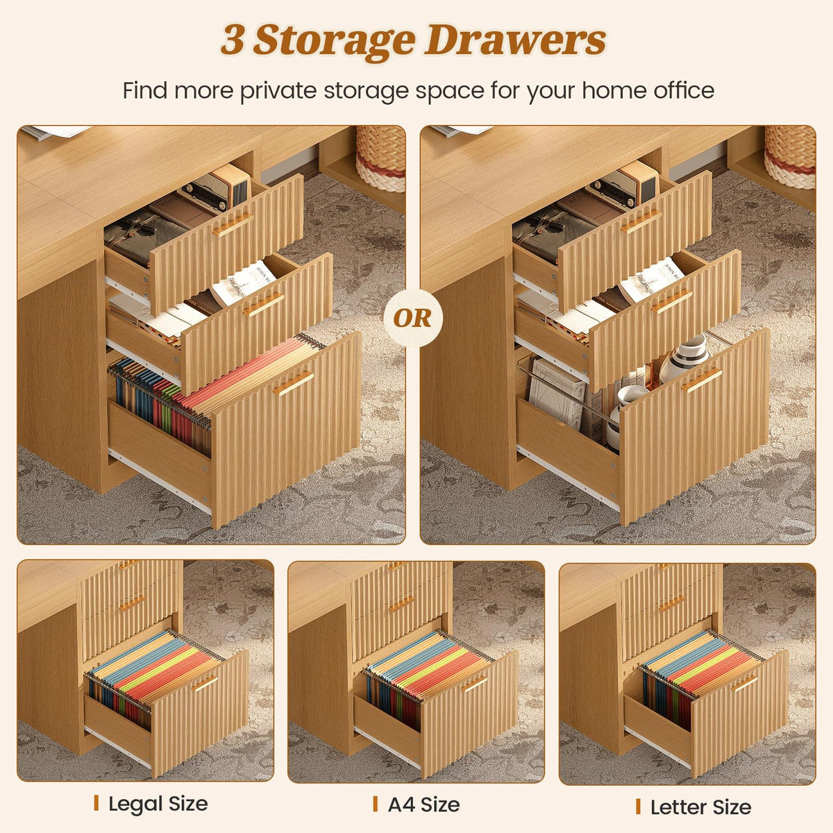SEDETA 96.5-Inch Two-Student Desk with Drawers