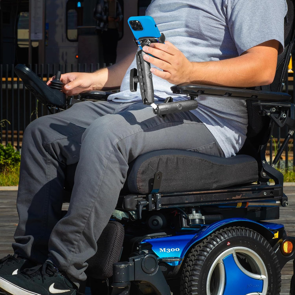 iBOLT miniProXL AccessiBOLT Phone ArmTrack Mount for Powered Wheelchairs