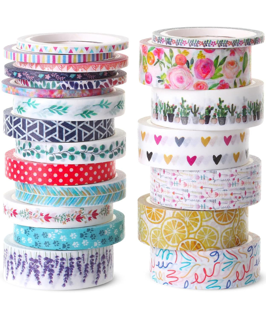 Mr. Pen- Washi Tape Set, 21 Rolls, Assorted Sizes, Floral