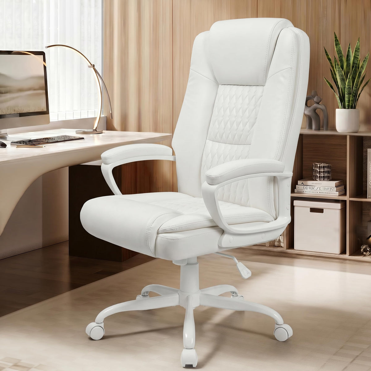 VENDORZ High-Back PU Leather Study Chair with Lumbar Support