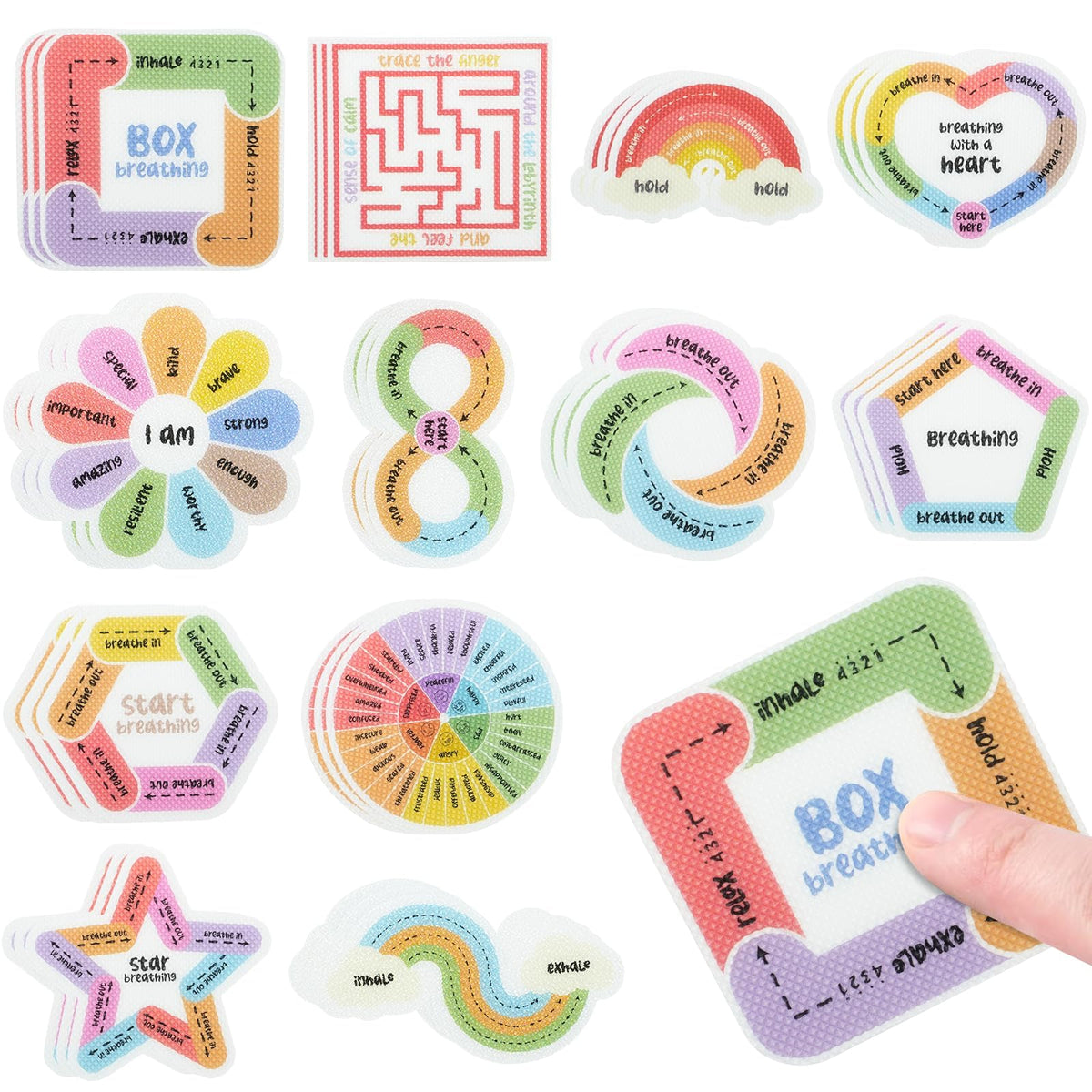 36 PCS Calm Strips for Anxiety Sensory Stickers - Fidget Stickers with Rough Texture - Adhesive Tactile Sensory Strips Anxiety Relief Items for Students, Adults