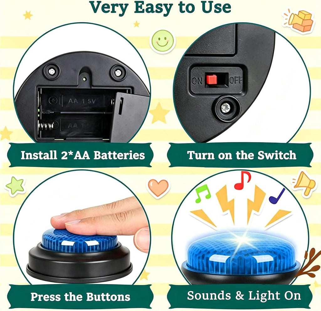 Learning Resources Answer Buzzers, Set of 4, Answer Buzzers for Classroom, Family Feud Jeopardy Buzzer, Game Buzzers with Lights and Sound for Classroom, Game Show Buzzer Buttons