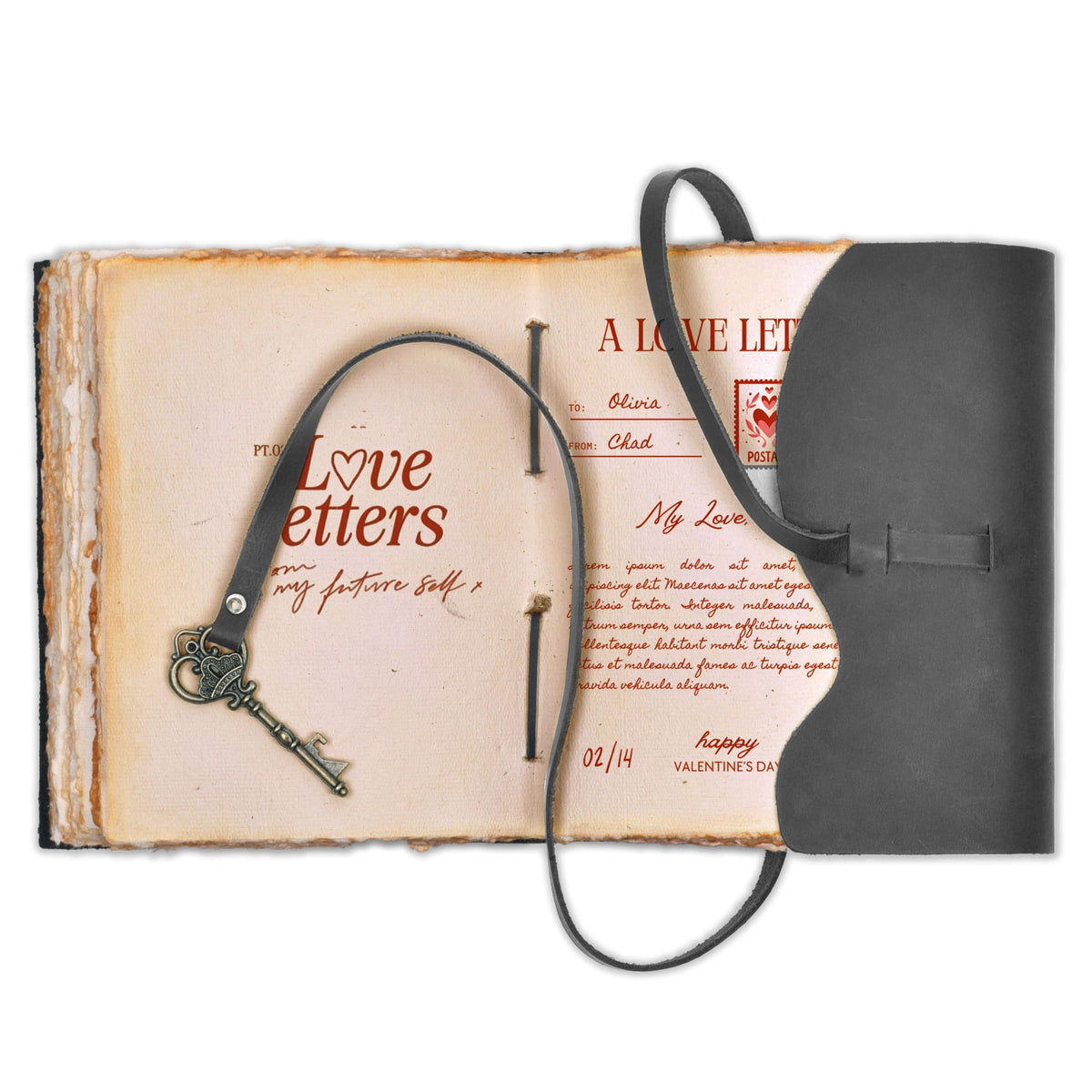 LEATHER VILLAGE Vintage Leather Journal Key Lock, Teal 6x4.