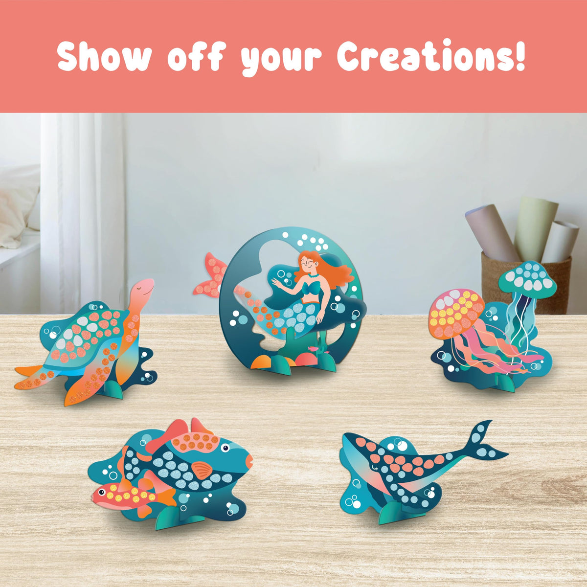 Winter Animals Foam Stickers Mosaic Craft Kits for Kids, Mess Free Art Set