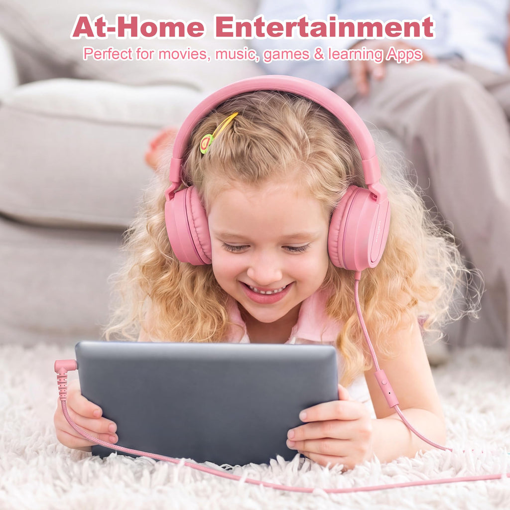 AILIHEN I35 Kids Headphones for School with Mic, 93dB Volume, Green Purple