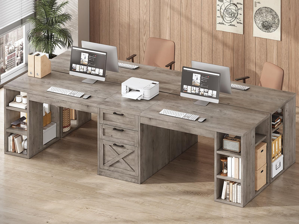 SEDETA 96.5-Inch Two-Student Desk with Drawers