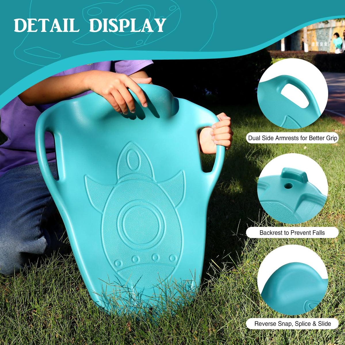 LLYJJKUWL Large Scooter Board with Handles - PE & Sensory Training Equipment